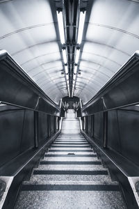 High angle view of empty steps at subway station