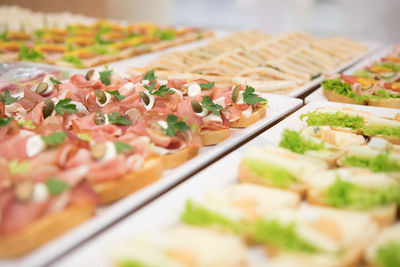 High angle view of sandwiches and tramezzinis on plate