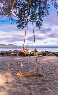 Scenic view of beach against sky