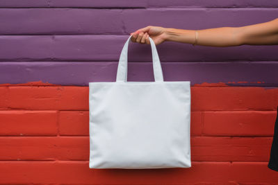 Cropped hand of woman holding bag