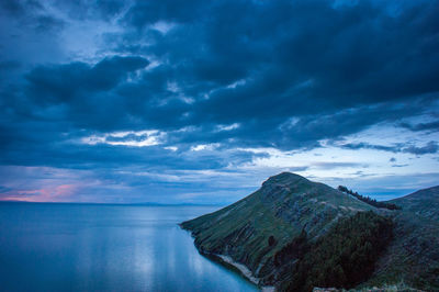 Scenic view of sea against cloudy sky