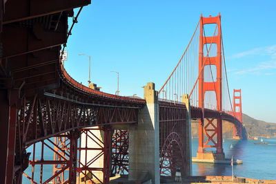 Golden gate bridge against blue sky