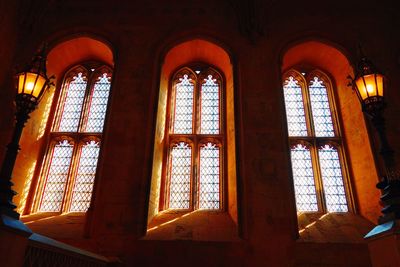 Low angle view of window in temple