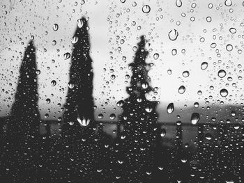 Close-up of water drops on glass