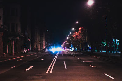 Light trails on road at night
