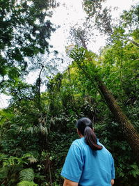 Rear view of woman in forest