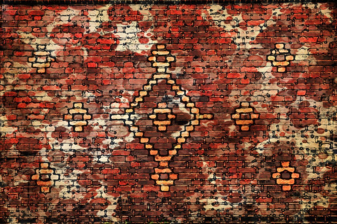 FULL FRAME SHOT OF RED BRICK STONE WALL