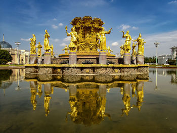 Reflection of fountain on water