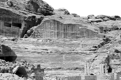 Low angle view of rock formations