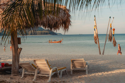 Deck chairs on beach