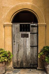 Closed door of old building