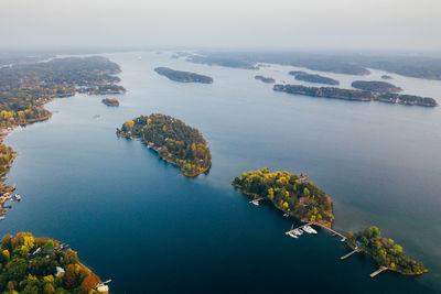 High angle view of scenic view of sea against sky