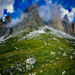 Scenic view of the tre cime di lavaredo against sky