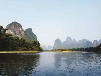 Scenic view of mountains against clear sky