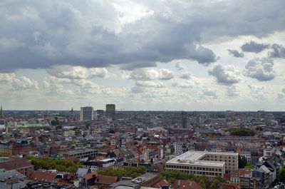 High angle shot of townscape against sky