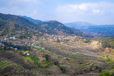 High angle view of landscape against sky