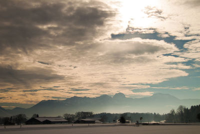 Scenic view of landscape against sky during sunset