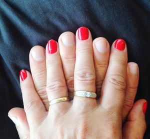 Close-up of couple's hands