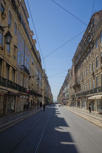 Rua da prata in the centre of lisbon with no traffic due to it being closed
