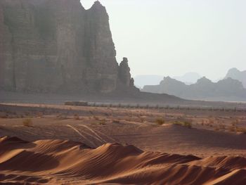 View of desert against clear sky