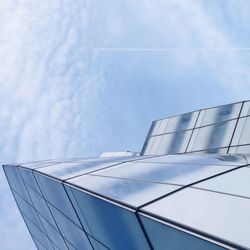 Low angle view of modern building against sky