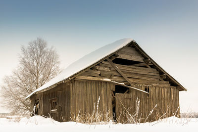 Snow covered houses in winter