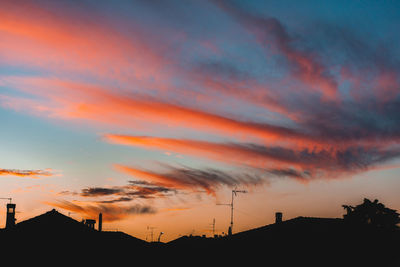 Low angle view of silhouette buildings against sky during sunset