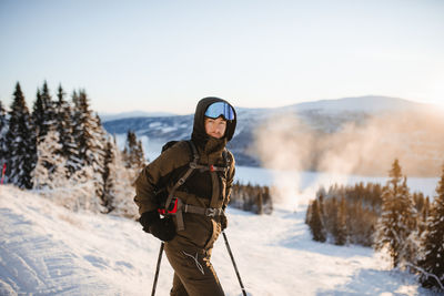 View of skier on ski slope