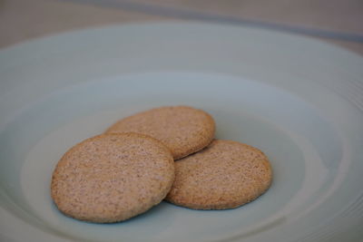 Close-up of cookies in plate