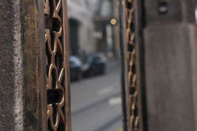 Close-up of old metal door