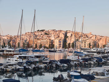 Piraeus, greece - september 2018. yachts, sailboats and other nautical vessels in the harbor