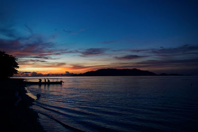 Scenic view of sea against sky at sunset