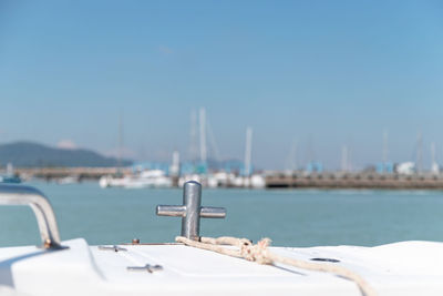 Close-up of boat in sea