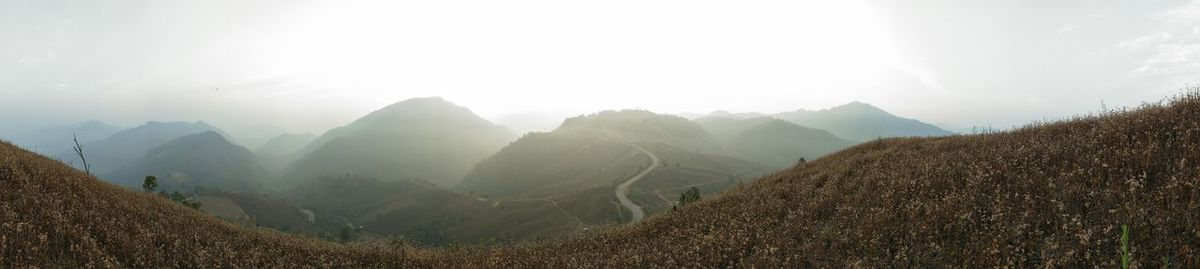 Panoramic view of mountains against sky