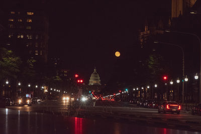 Traffic on road at night