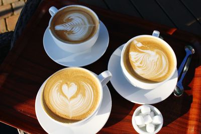 Close-up of coffee cup on table