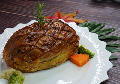 High angle view of meal served in plate