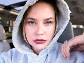 Close-up portrait of a beautiful young woman