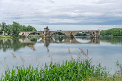 Bridge over river against sky