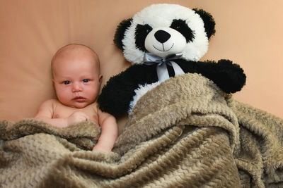 Portrait of cute boy with toy