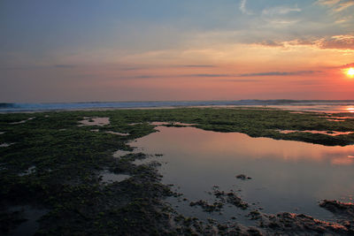 Scenic view of sea against sky during sunset