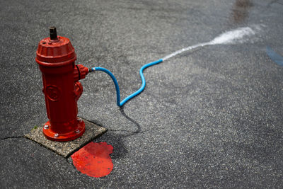 High angle view of fire hydrant on road