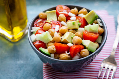 Close-up of salad in bowl on table