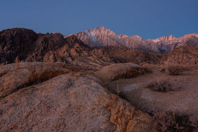 Scenic view of mountains against clear sky