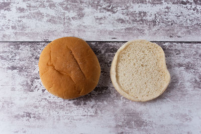 High angle view of bread on table