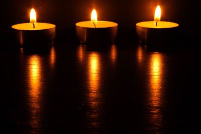 Close-up of illuminated candles