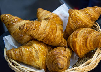 High angle view of bread in basket