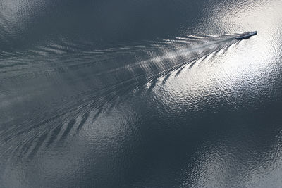 Aerial view of boat in water