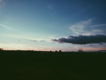 Scenic view of silhouette landscape against sky during sunset