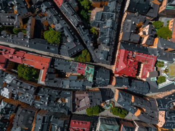 Aerial panoramic view of the old town, gamla stan, in stockholm.